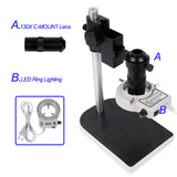 HDMI Microscope Camera Set   HD 13MP 60F/S HDMI VGA Industrial Microscope Camera+130X C mount lens 56 LED Ring Light Lamp