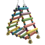 Parrots Toys Bird Swing Exercise Climbing Hanging Ladder Bridge Wooden Rainbow Pet Parrot Macaw Hammock Bird Toy With Bells