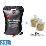 Switchable Shower Head20L Water Bags Outdoor Camping Solar Shower Bag Foldable Heating Camp Shower Hiking Climbing Bath Bag