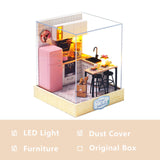 Mini Doll House Casa Free Dust Cover Diy Wooden Doll House Miniatures Kit Dollhouse Furniture Accessories Toys for Children Gift