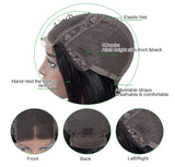 Real Hair Wig Women's Long Straight Hair Mid-Part Real Lace Head Cover 4x4Lace Front Wig