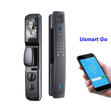 Wifi Smart Electronic Door Lock With Video Intercom Eye Cat Camera Doorbell Digital Printing Password Fingerprint IC Cards Keys