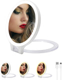 Two-Sided Lighted Makeup Mirror with Lights Rotatable1X10X Magnification Mirror-Daylight Vanity Mirror with Lights