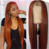 Medium length straight hair orange chemical fiber high temperature silk full headgear