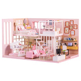 CUTEBEE DIY Doll House Wooden Doll Houses Miniature Dollhouse Furniture Kit with LED Toys for Children Christmas Gift  L023