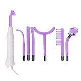 7 In1 High Frequency Facial Spa Machine with LED Light Electrode Glass Tube Wand Face Skin Care Wand Comb Acne Remover