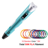 DIY 3D Pen 3D Printing Pen Printer Pen Graffiti 3D Drawing Pen Stift PLA Filament For Kids Child Educational Toys Birthday Gifts