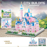 6718pcs Architecture Amusement Park Building Blocks Pink Princess Castle 3D Model Mini Diamond Bricks Blocks Toys for Children