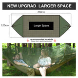 Outdoor Large Camping Hammock with Mosquito Net 2 Person Pop-up Parachute Lightweight Hanging Hammocks Tree Straps Swing Hammock