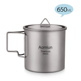 Aomiun Ultralight Titanium Cup Camping Water Mug Outdoor Portable Camping Picnic Water Cup Mug with Foldable Handle