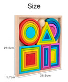 Rainbow Stacking Blocks Wooden Big Baby Balance Building Blocks Geometric Shape Variety Stacker Montessori Kid Educational Toy