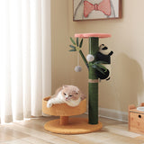 Sisal Cat Scratch Post Bamboo-typed Cat Climbing Frame with Panda Solid Wood Climbing Tree Toys Activity Furniture Protector