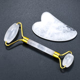 Facial Masssage Jade Roller Gua Sha Tool Set Natural Rock Quartz Neck Back Acupuncture Body Scraper Anti Aging Cellulite Removal