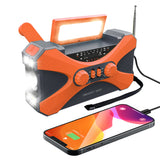 10000mAh Emergency Weather Radio Dual Speaker Rechargeable Solar Hand Crank Battery Operated SOS AlarmAM/FM Reading Light