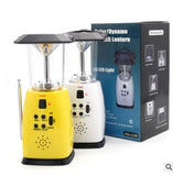 Solar Power Panel/Hand Cran Dynamo/USB/Battery Operated Outdoor Camping Lamp Handy LED Emergency Light 2-Brightness With Radio