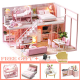 DIY Doll House Wooden Doll Houses Miniature Dollhouse Furniture Kit Toys Casa for Children Christmas Gift  L026