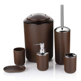 Nordic 6Pcs Black Bathroom Accessories Toothbrush Holder Bin Soap Dish Dispenser Tumbler Toilet Brush Toilet Bathroom Set #A