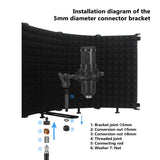 Foldable Adjustable Sound Absorbing Vocal Recording Panel Portable Acoustic Isolation Microphone Shield Sound-proof Plate