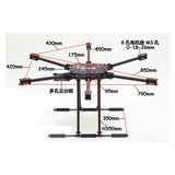 ZD850 Full Carbon Fiber ZD 850 850MM Hexa-Rotor Frame Foldable Arm Hexacopter Frame Kit with Unflodable Landing Gear for FPV