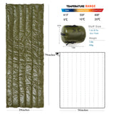 MT Ultralight Down Sleeping Bag 41-68 Degree F 400 Fill Power 3 Seasons - 1.5lbs Compact Portable Waterproof Camping