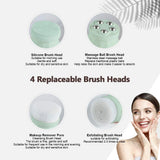 4 In 1 Electric Facial Cleansing Brush Silicone Rotating Face Brush Deep Cleaning Skin Exfoliation Waterproof Facial Massager