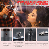 Dual-Action Airbrush with Compressor Easy Clean Air Brush Spray Gun for Cake Decoration Temporary Tattoos Car Graffiti Graphic