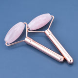 Genuine Rose Quartz Jade Roller Crystal Gemstone Therapeutic Massage Firming Facial Skin Remove Puffy Smooth Wrinkles Lift Tool