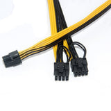 10X PCI-E PCIE 6Pin to Dual 8Pin 6+2Pin Adapter Cable GPU Video Power Cord Module Splitter Cable 18AWG for Miners Mining