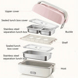 220V Electric Heating Lunch Box Multifunction Cooking Machine Portable Electric Heating Pot Stainless Steel Inner For Travel
