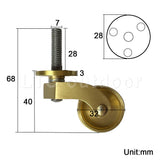 1/4PCS Universal Furniture Caster Antique Casters Wheels Vintage Brass Wheels Heavy Duty, M6/M7 Screw Mounting for Furniture