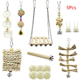 15Pcs/Set Pet Parrot Wooden Swing Chewing Toys Hanging Bell Stand Perch Toy for Parakeets Cockatiels Bird Training Supplies C42
