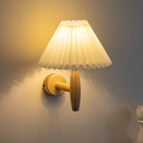 Xianfan 2021 Japanese Vintage soiled wood wall lamp with pleat cloth lampshade for kitchen living room retro bedside lighting