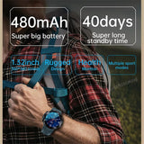 K37 Men Smart Watch GPS Navigation Sport Fitness Tracker 480mAh Big Battery Heart Rate Monitor IP68 Waterproof Smartwatch