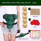 Copper Moxibustion Box Smokeless Velevt Bag Cover Moxa Stick Burner Set Warm Palace Shoulder Knee Acupuncture Therapy Massage