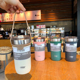 550ml/710ml Iced Coffee Cup Portable Stainless Steel Drinkware Water Bottle Leakproof Reusable Large-capacity for Outdoor Travel