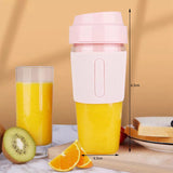 2 Set Blender Fruit Juicer Cup Mini Cordless Travel Mixer Smoothies Maker 300Ml Stirring For Milkshake, Blue &amp; Pink
