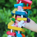 Colorful Parrot Toys Chew Natural Wooden Bird Toys Perch Hanging Chewing Swings Cage Pet Bird Toy Climbing Ladder Game Supplies