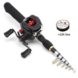 1.65m Fishing rod with reel telescopic  Portable Casting Rod and Reels set Travel Outdoor sports Trout  fishing fish Boat pole
