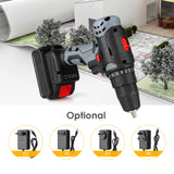 21V Cordless Electric Drill 3/8 Inch Chuck Power Drill&amp;Screwdriver with Battery Level Indicator LED Work Light 2-variable Speed