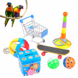 Bird Toy Parrot Toy Set Parrot Scooter Training Toy Hollow Rolling Bell Ball Bird Toy Parakeet Cockatiel Parrot Chew Fun Toy 7pc