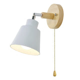 Nordic Wooden Wall Lamp Bedside Wall Lamp Sconce Wall Light for Bedroom Corridor with Zip Switch Freely Rotatable