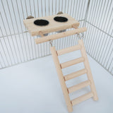 Birds Food Dish Stainless Steel Parrot Feeding Cups Cage Water Food Bowl with Clamp Holder Wooden Platform Ladder Toy