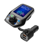 LCD Hands Free Car Kit Bluetooth FM Transmitt Modulator Adapter AUX TF Slot Coche QC3.0 USB Charger mp3 Music Player