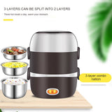 Portable Electric Heating Lunch Box Stainless Steel Food Container Thermos Office Lunch Box Food Steamer Mini Rice Cooker
