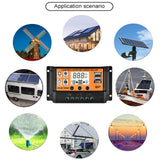 10A/20A/30A/40A/50A/100A Auto Solar Charge Controller LCD Dual USB Solar Panel Regulator Output Solar Panel PV Regulator