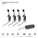 Wireless Lavalier Microphone System 4 Channel Wireless Lavalier Microphone for iPhone DSLR Camera YouTube Podcast Vlog A