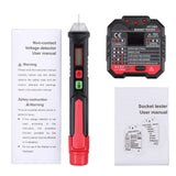TANiCE Non-Contact Voltage Tester Pen With LED Flashlight Pre-Installed Battery And Outlet Tester Socket Tester Kit & EU Adapter