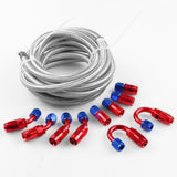 5M AN8 Stainless Steel Braided inner PTFE pipe Oil/Fuel Oil Line + Hose End Adaptor Kit 0+45+90+180 Swivel Hose End tube