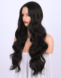 Wig female long curly hair big wave black chemical fiber wig headgear