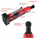 WENXING Electric Wrench 3/8'' 12/42V 90° 45/60Nm Right Ratchet Angle Wrench Power Tool  with 2 BatterIies Charger UK/US/EU plug